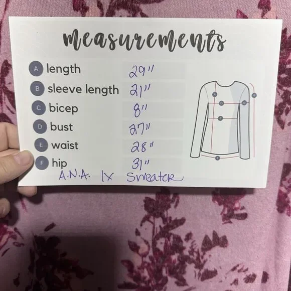 A.N.A. Mandy Sweater Floral Ruby Women’s Size 1X Shoulder Buttons - Picture 10 of 10